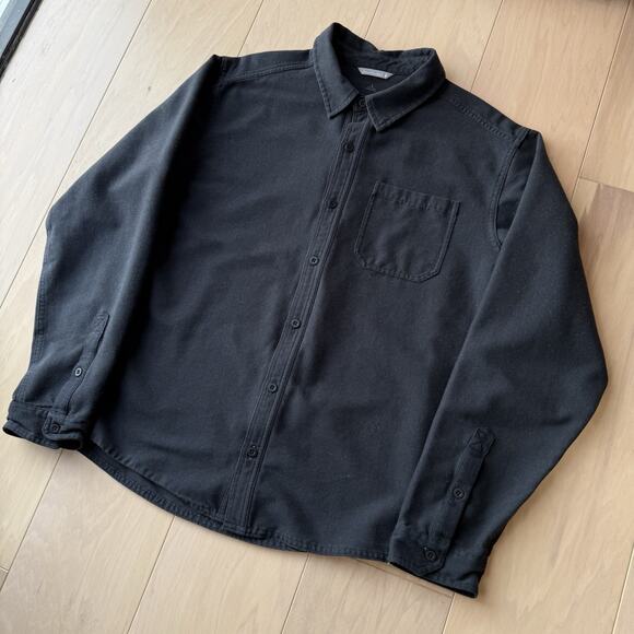 Smartwool Merino Wool Flannel Large Black Button Up Shirt Minimalist Outerwear - Picture 9 of 9